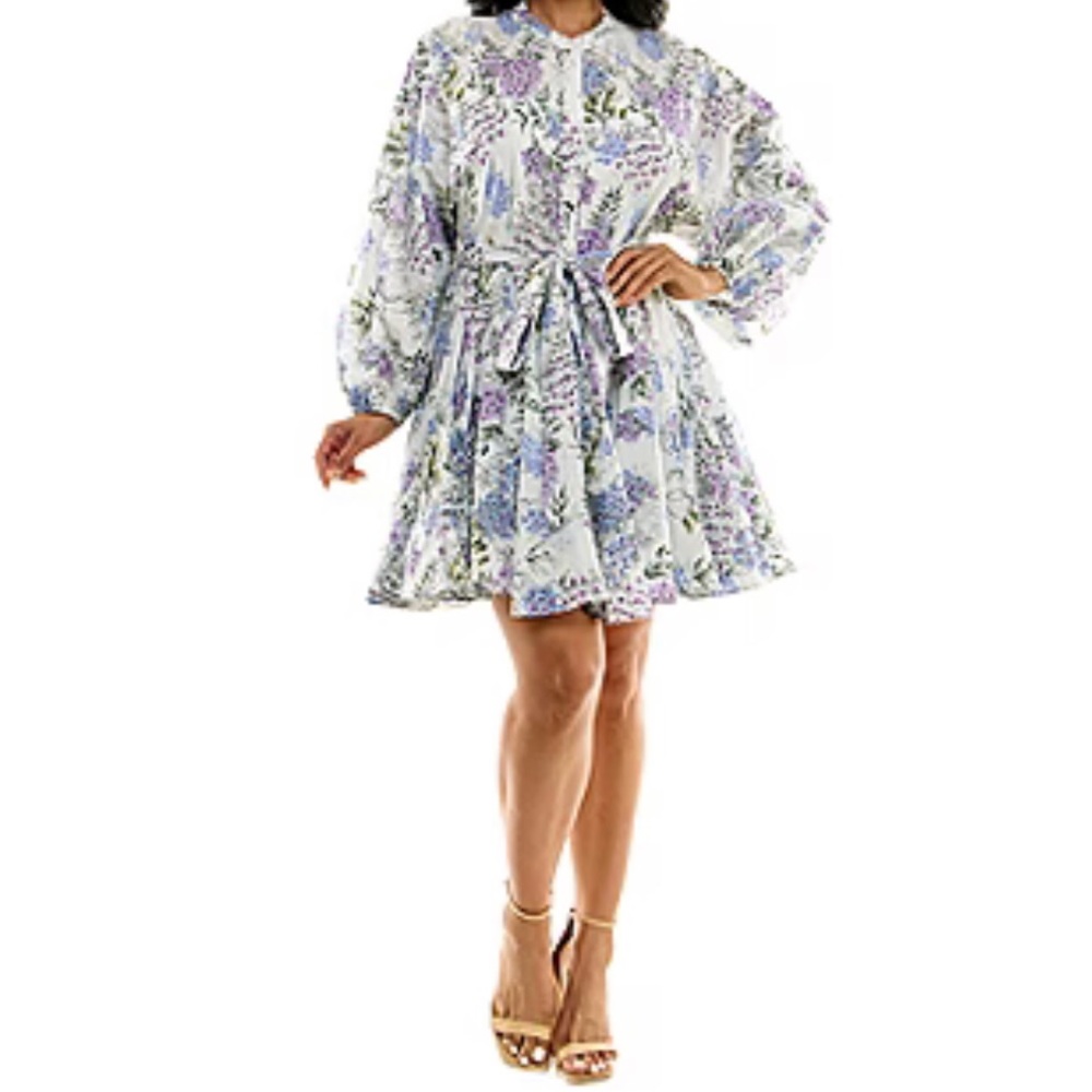Premier Amour Long Sleeve Floral Fit + Flare Dress